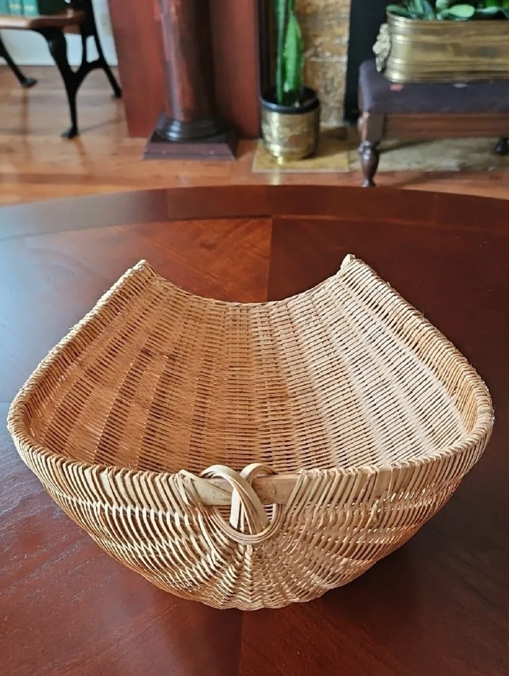 Vintage Handwoven Wicker Winnowing Basket - Harvest Scoop